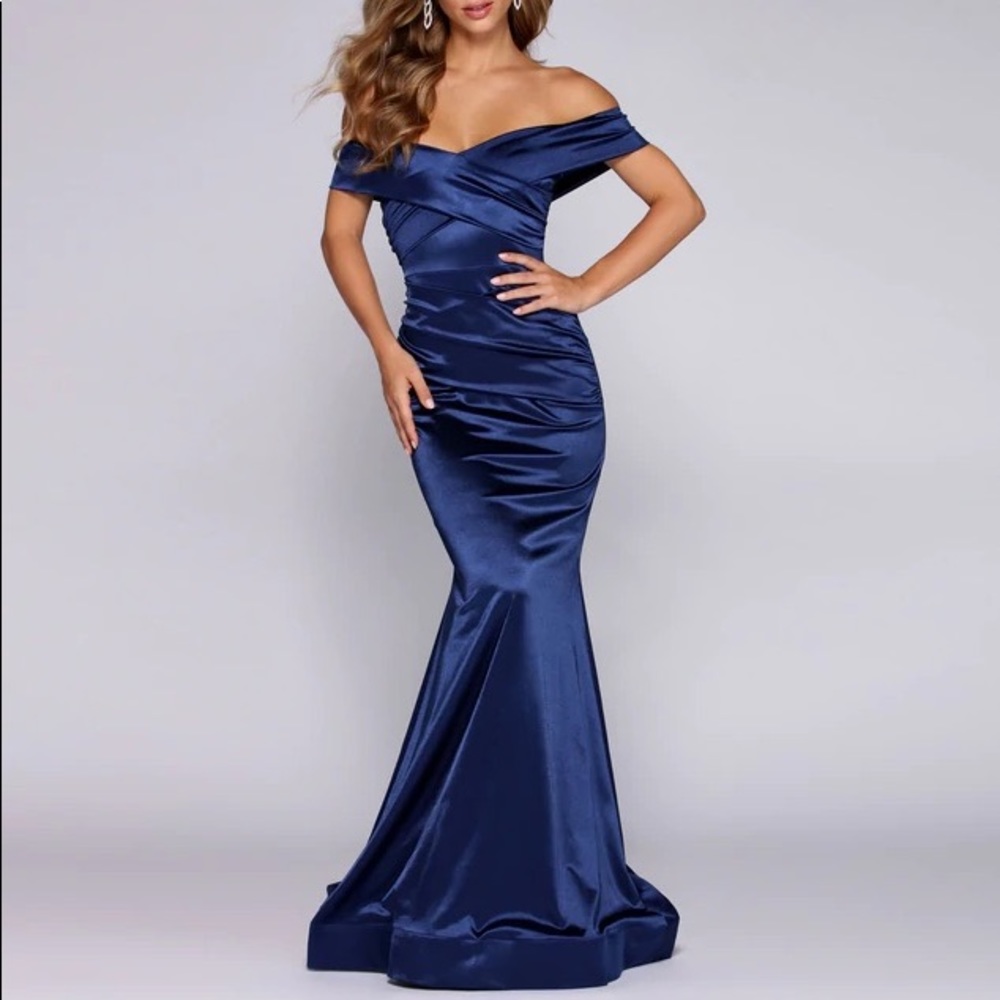 NATALIE RUCHED SATIN DRESS